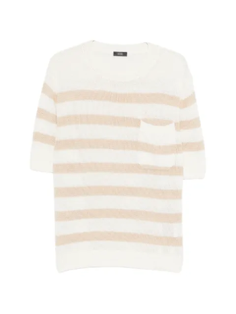 Hosio striped patch-pocket sweater