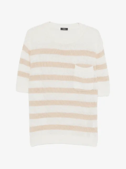 Hosio striped patch-pocket sweater