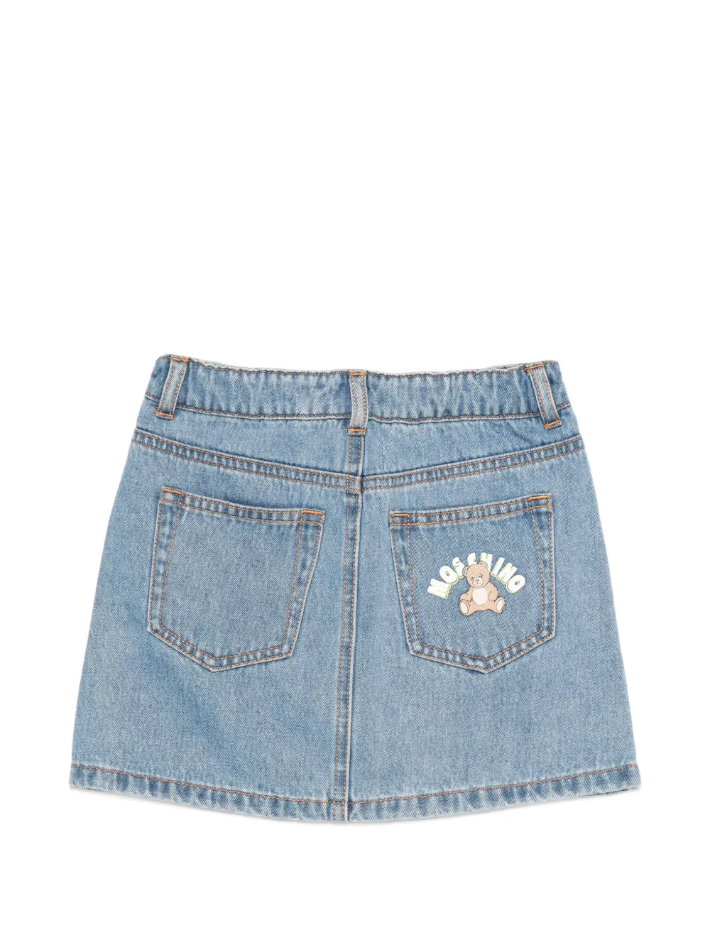  Moschino Kids Logo Denim Skirt - Blue 