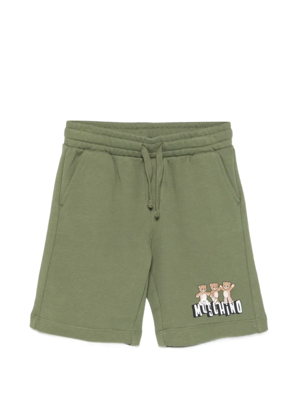 Moschino Kids drawstring graphic shorts - Green