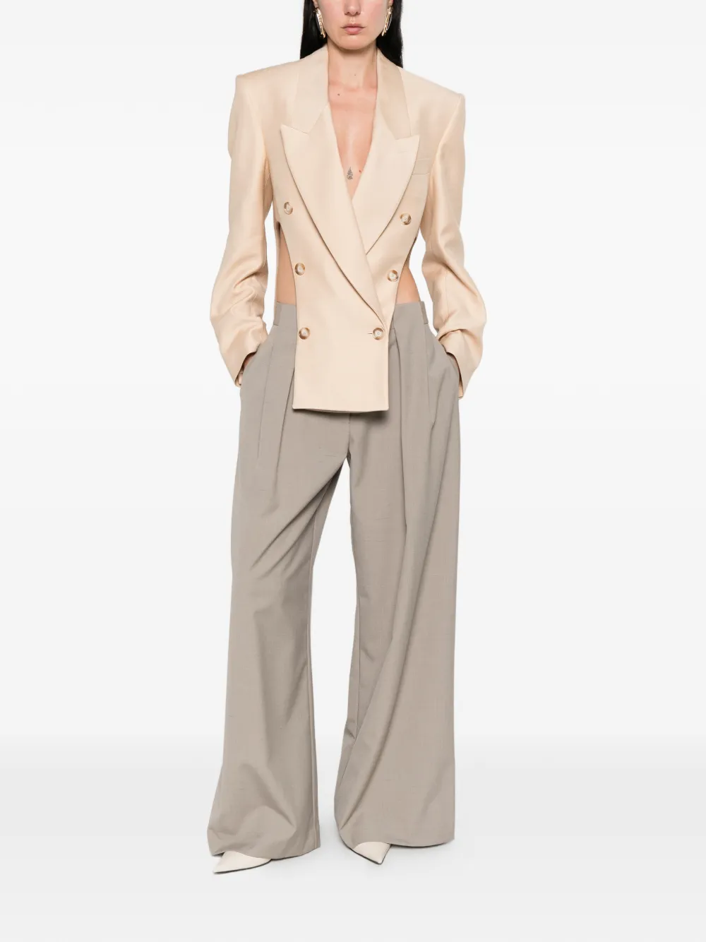 Stella McCartney Blazer met dubbele rij knopen Beige