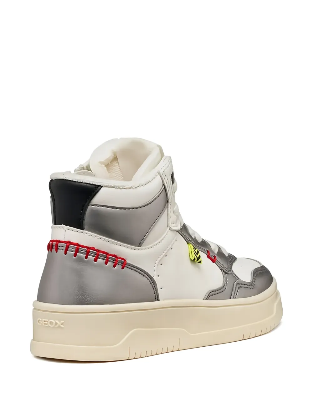 Geox Kids metallic-effect lace-up sneakers Wit