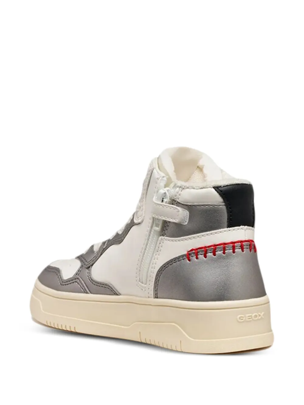 Geox Kids metallic-effect lace-up sneakers Wit