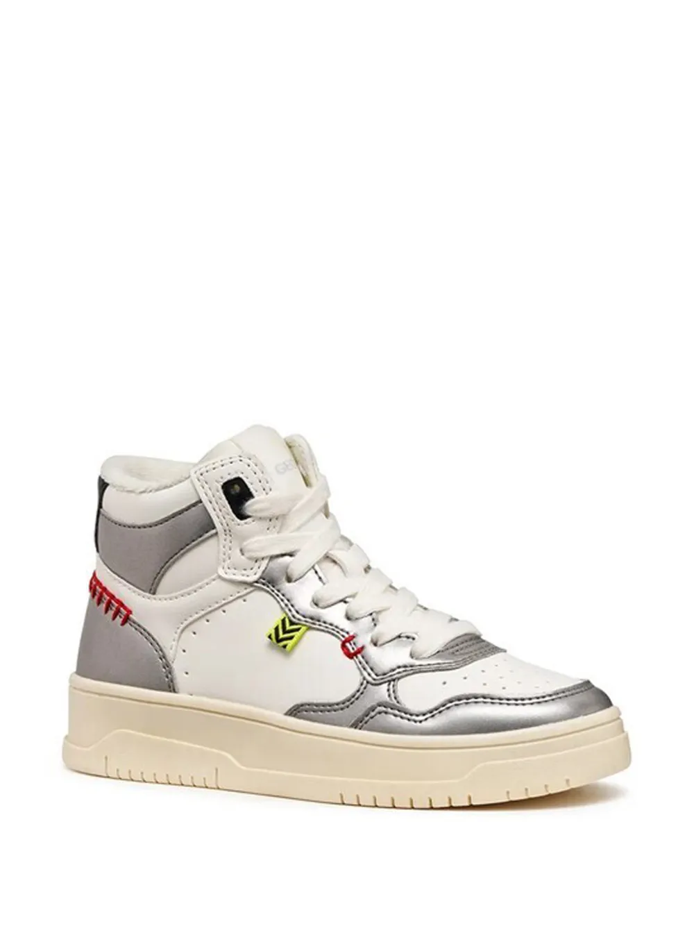 Geox Kids metallic-effect lace-up sneakers Wit