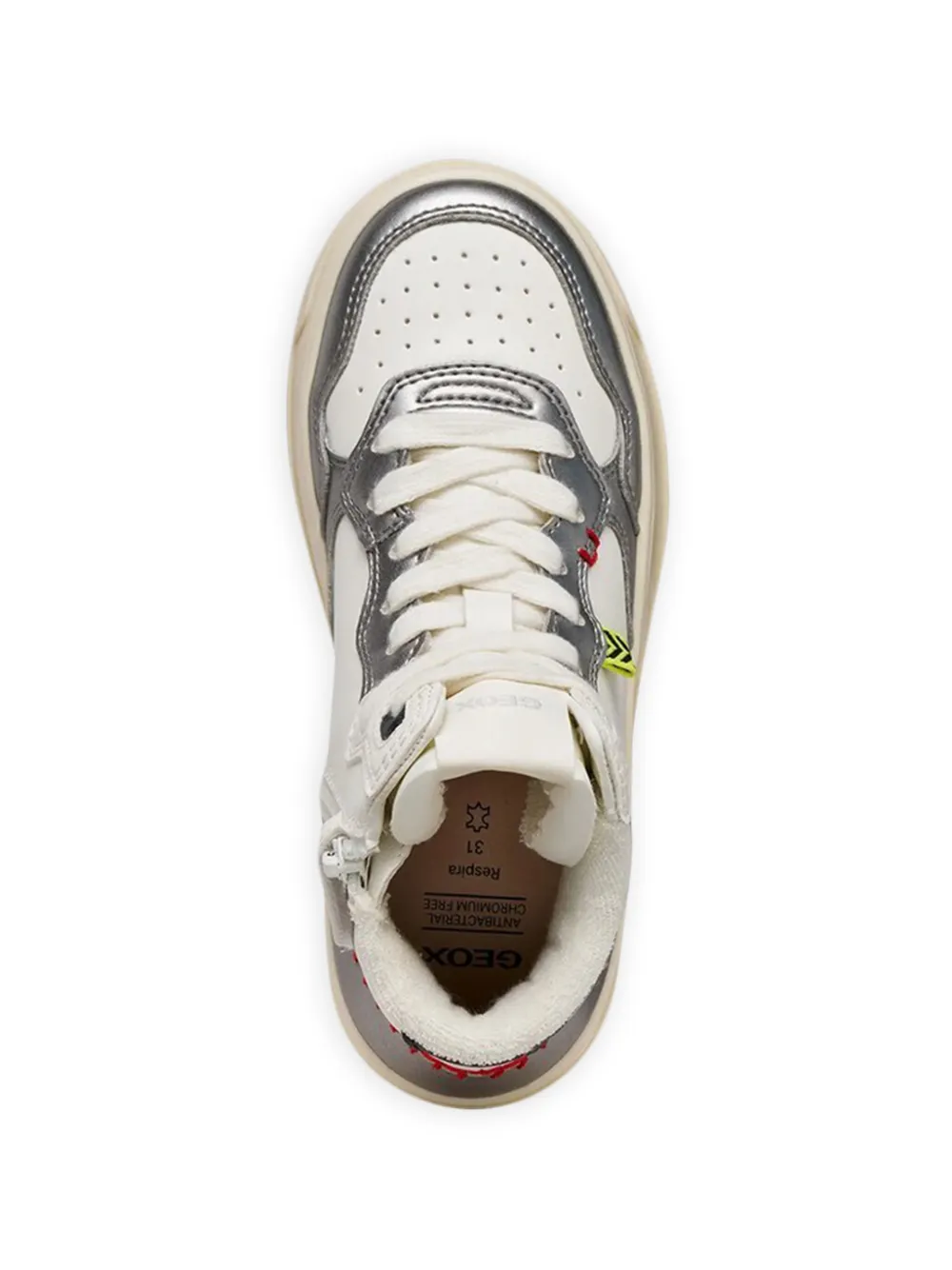 Geox Kids metallic-effect lace-up sneakers Wit