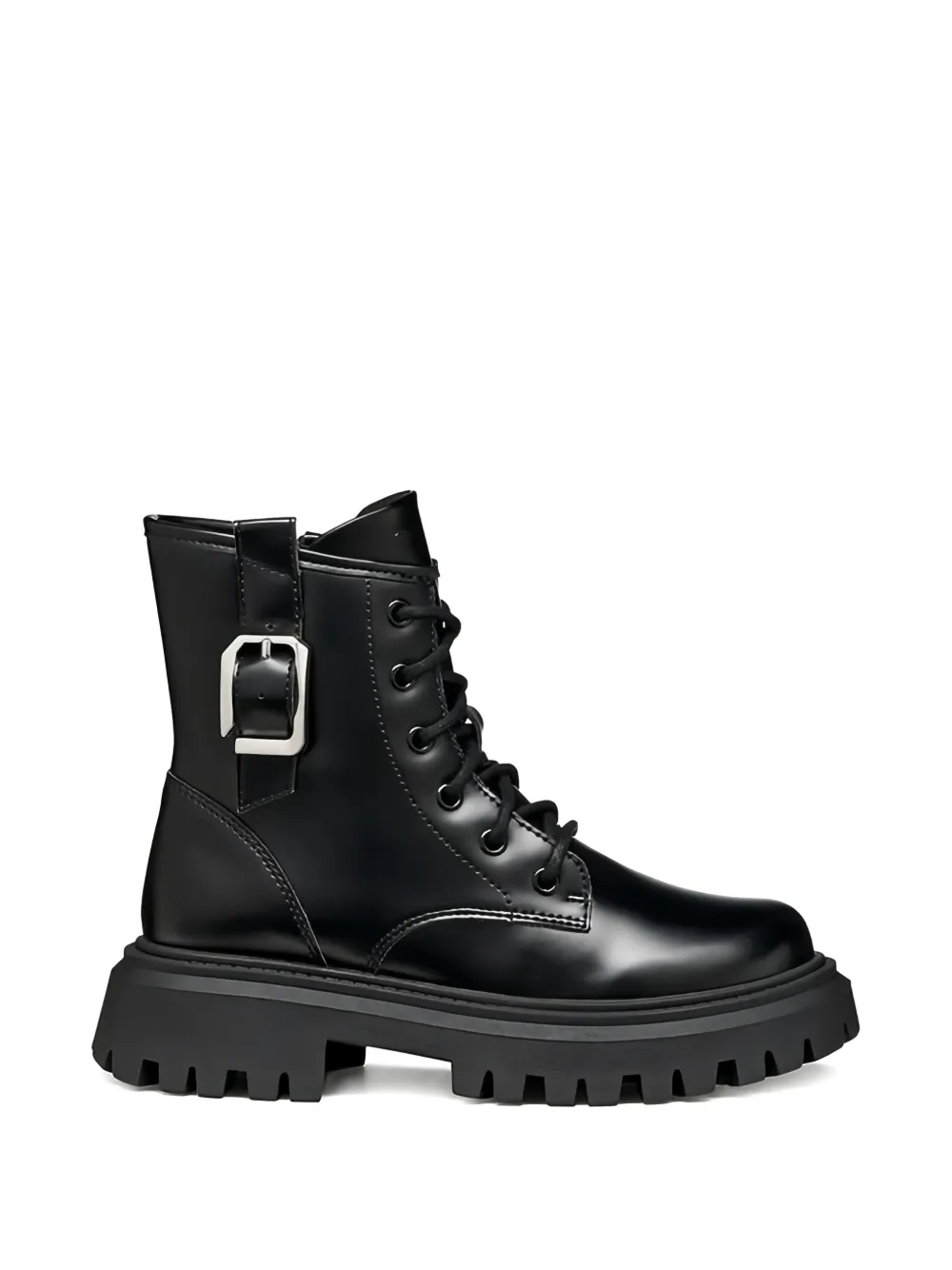 Geox Kids buckle lace-up boots Zwart