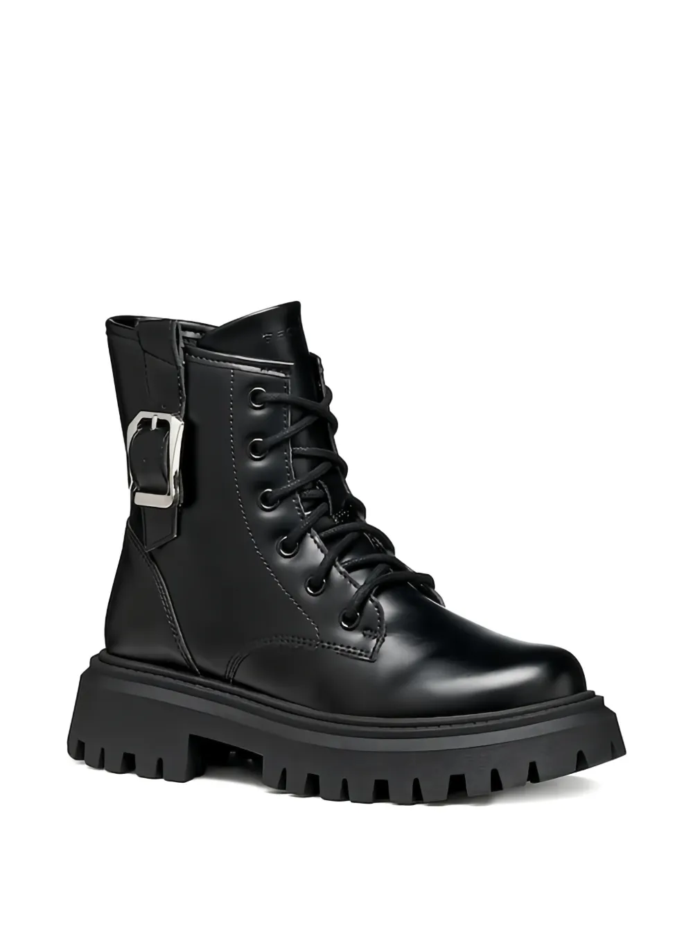 Geox Kids buckle lace-up boots Zwart