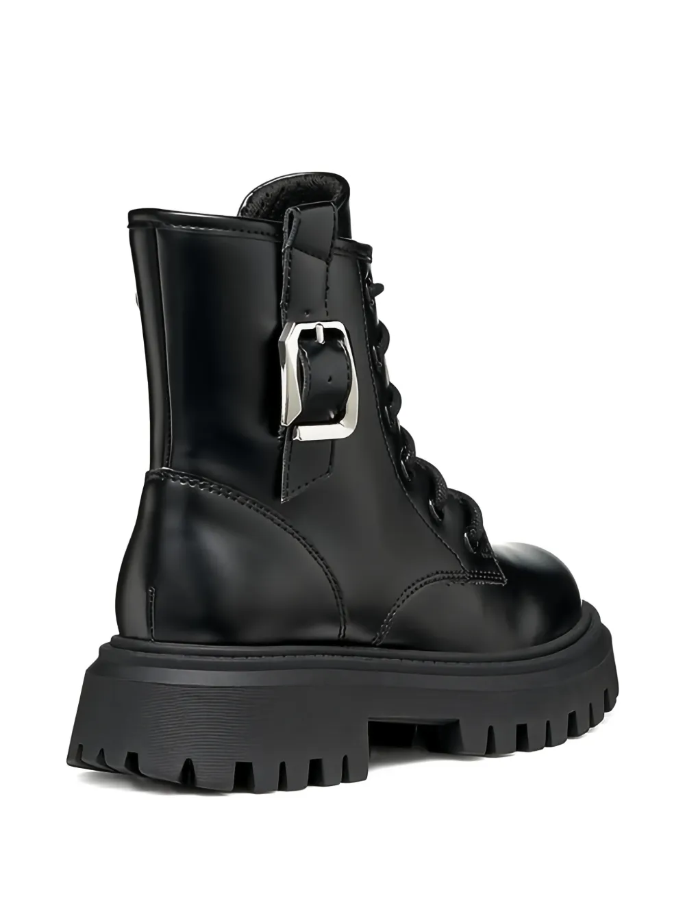 Geox Kids buckle lace-up boots Zwart