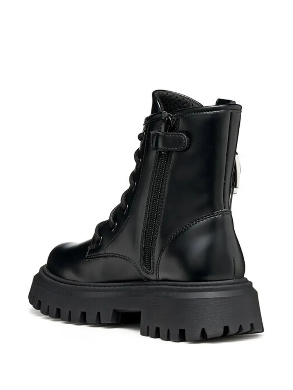 Geox Kids buckle lace-up boots Zwart