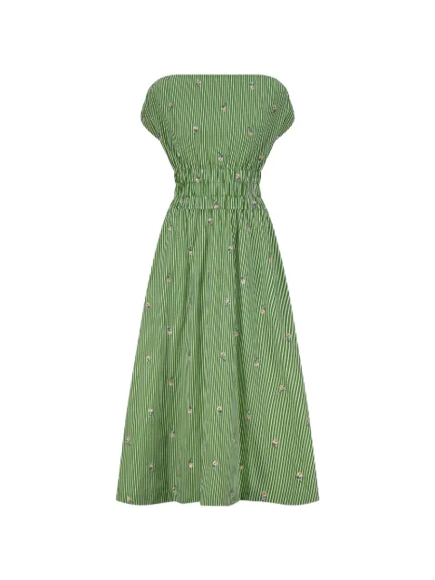 Lela Rose vestido midi a rayas con bordado