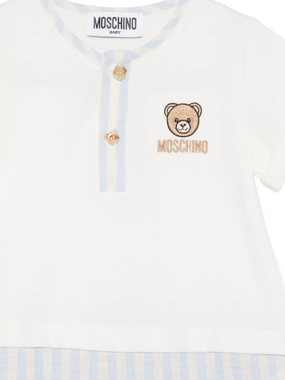 Moschino Kids Romper met geborduurde beer en korte mouwen Wit