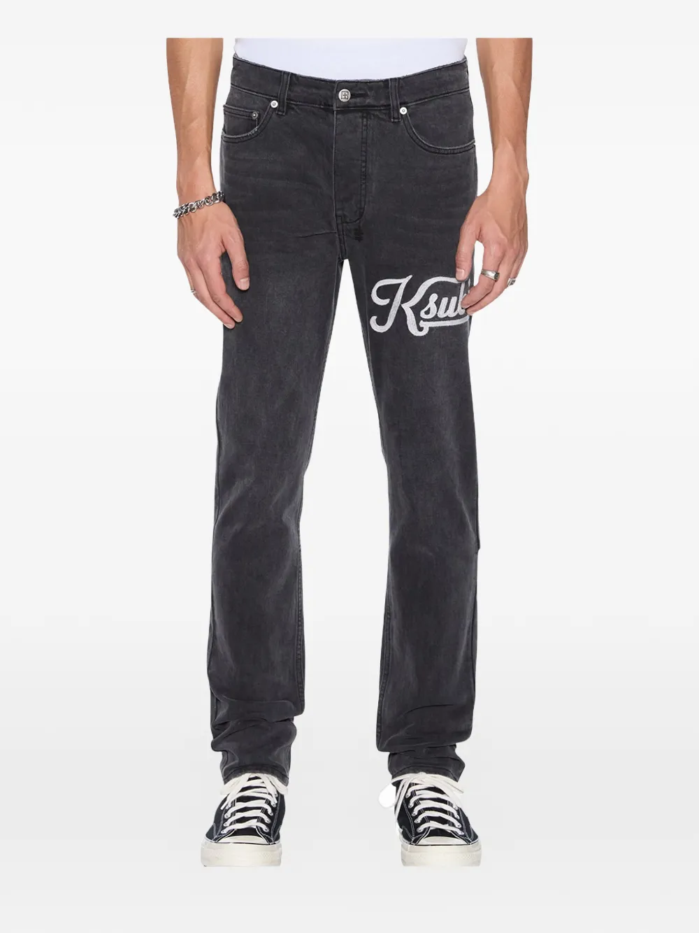 Ksubi Chitch Logo-embroidered Jeans In Gray