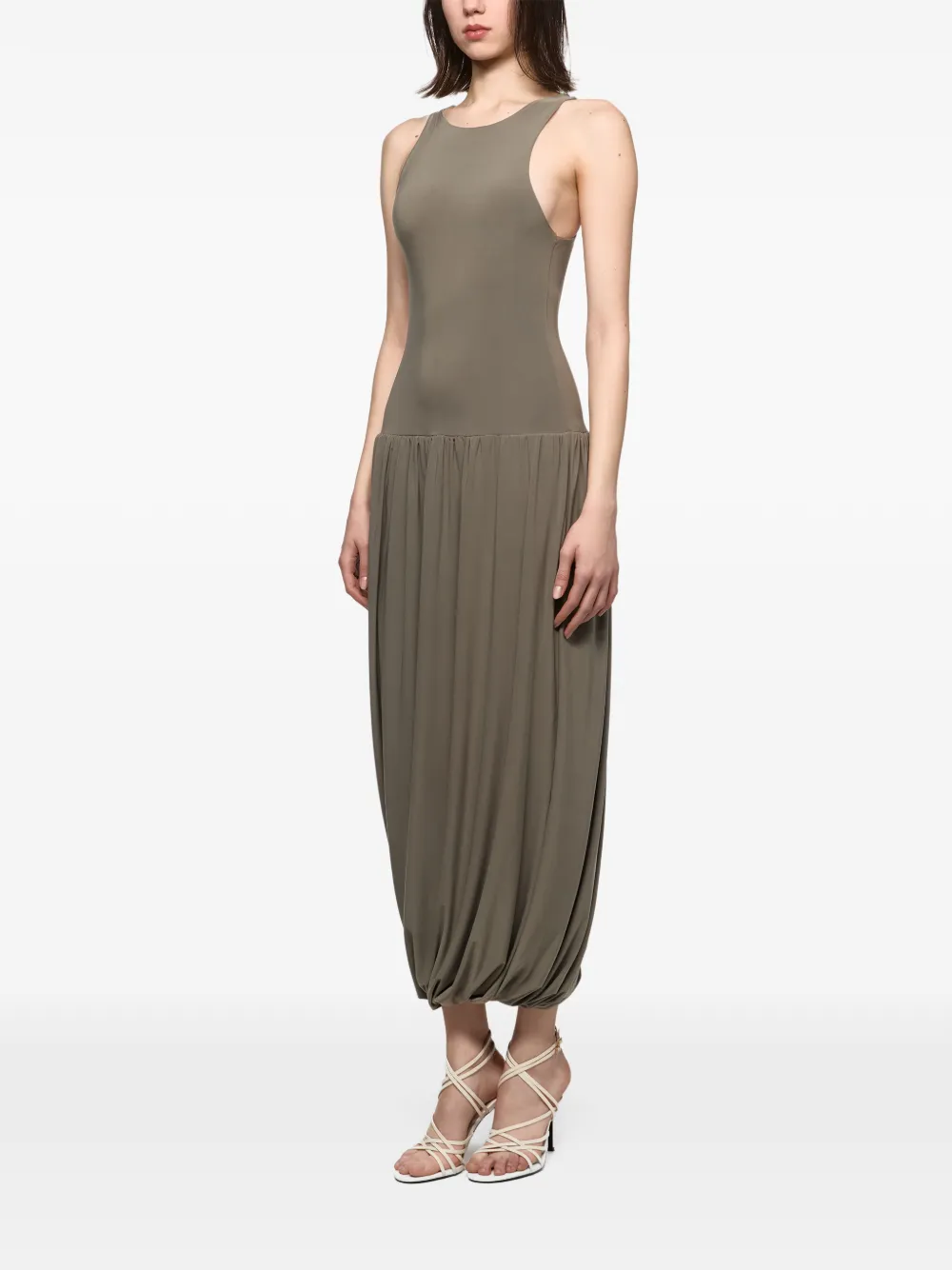 Atu Body Couture Gesmockte midi-jurk Grijs