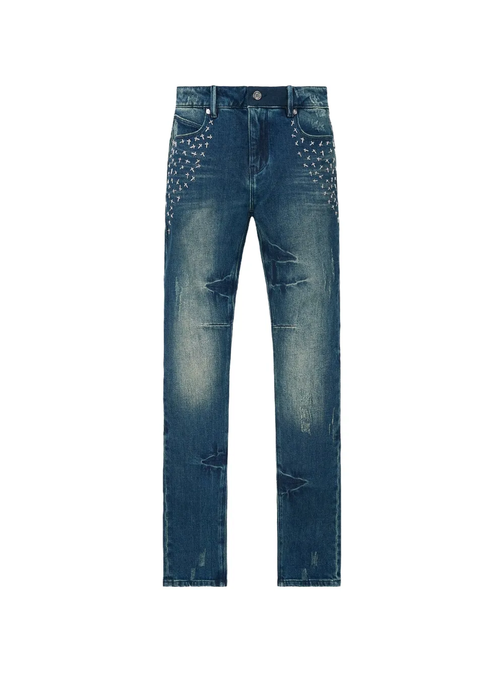 Rta Embroidered Skinny Jeans In Blue