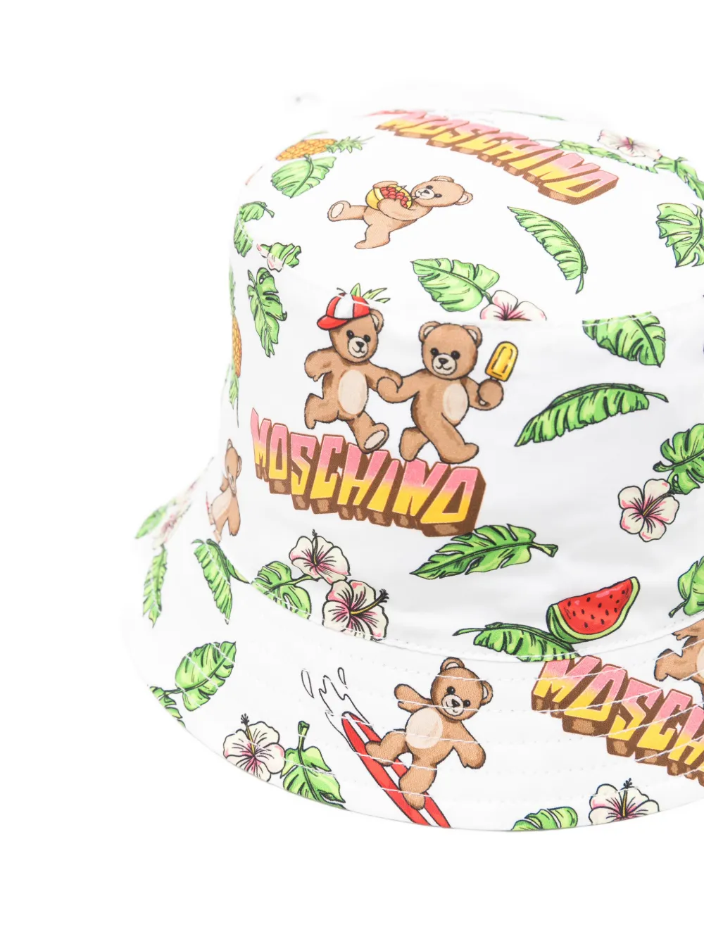 Moschino Kids Vissershoed met teddybeerprint Wit