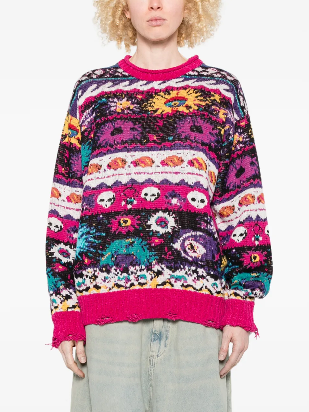  R13 Pull à Motif Jacquard - Rose 