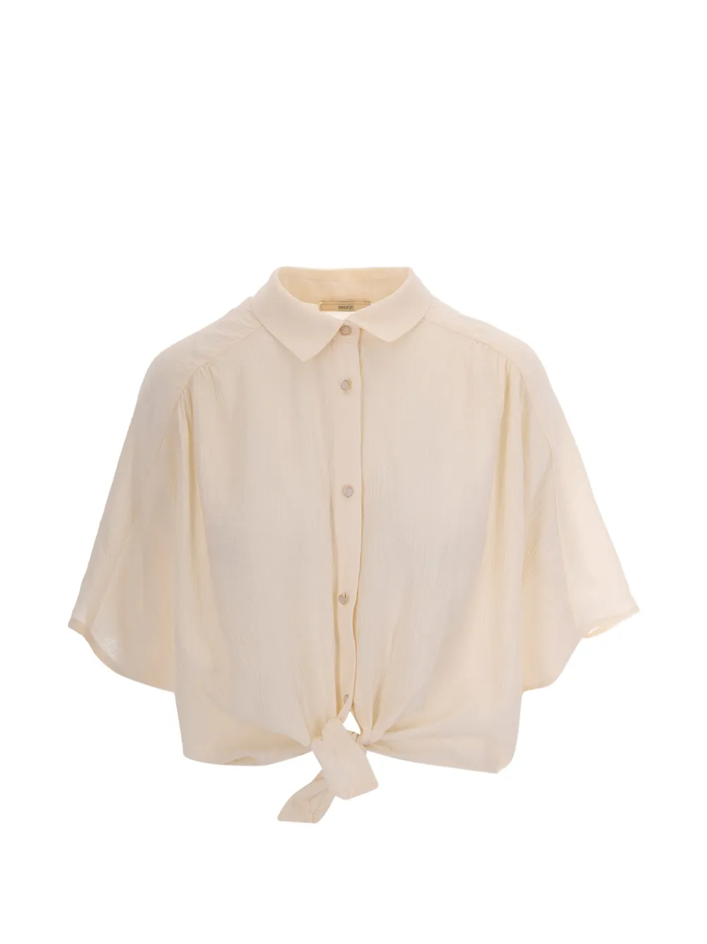 Sessùn cropped tie-knot shirt - Toni neutri