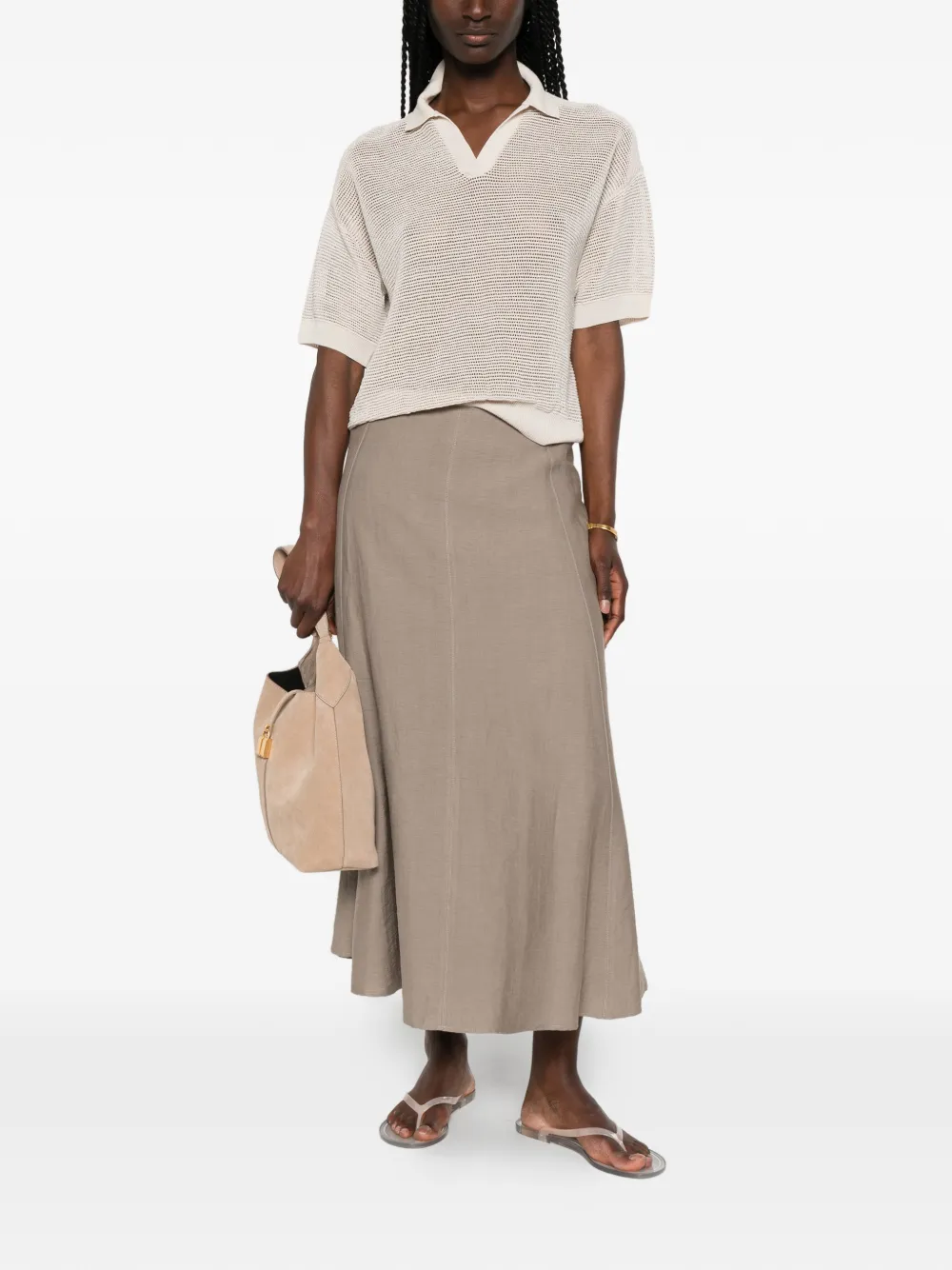 Peserico Midi-rok met A-lijn Beige