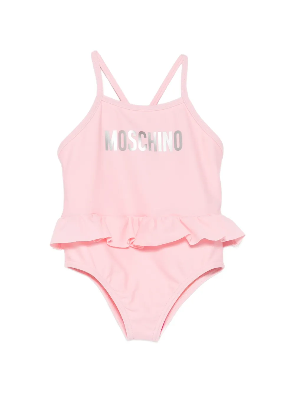 Moschino Kids ruffled letter swimsuit - Rosa