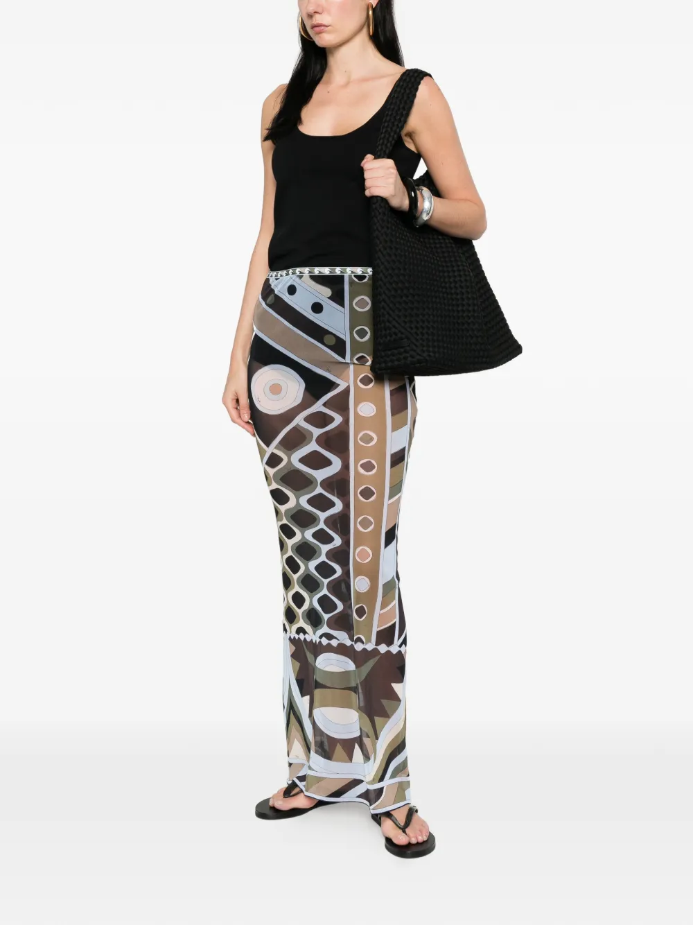  Pucci Geometric Pattern Skirt - Brown 