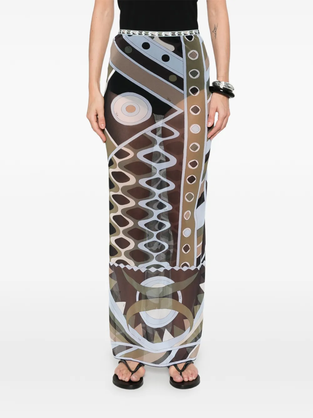  Pucci Geometric Pattern Skirt - Brown 