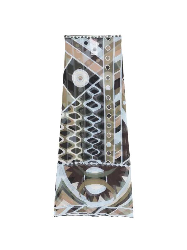 Pucci Vivara Print Long Tulle Skirt in Brown
