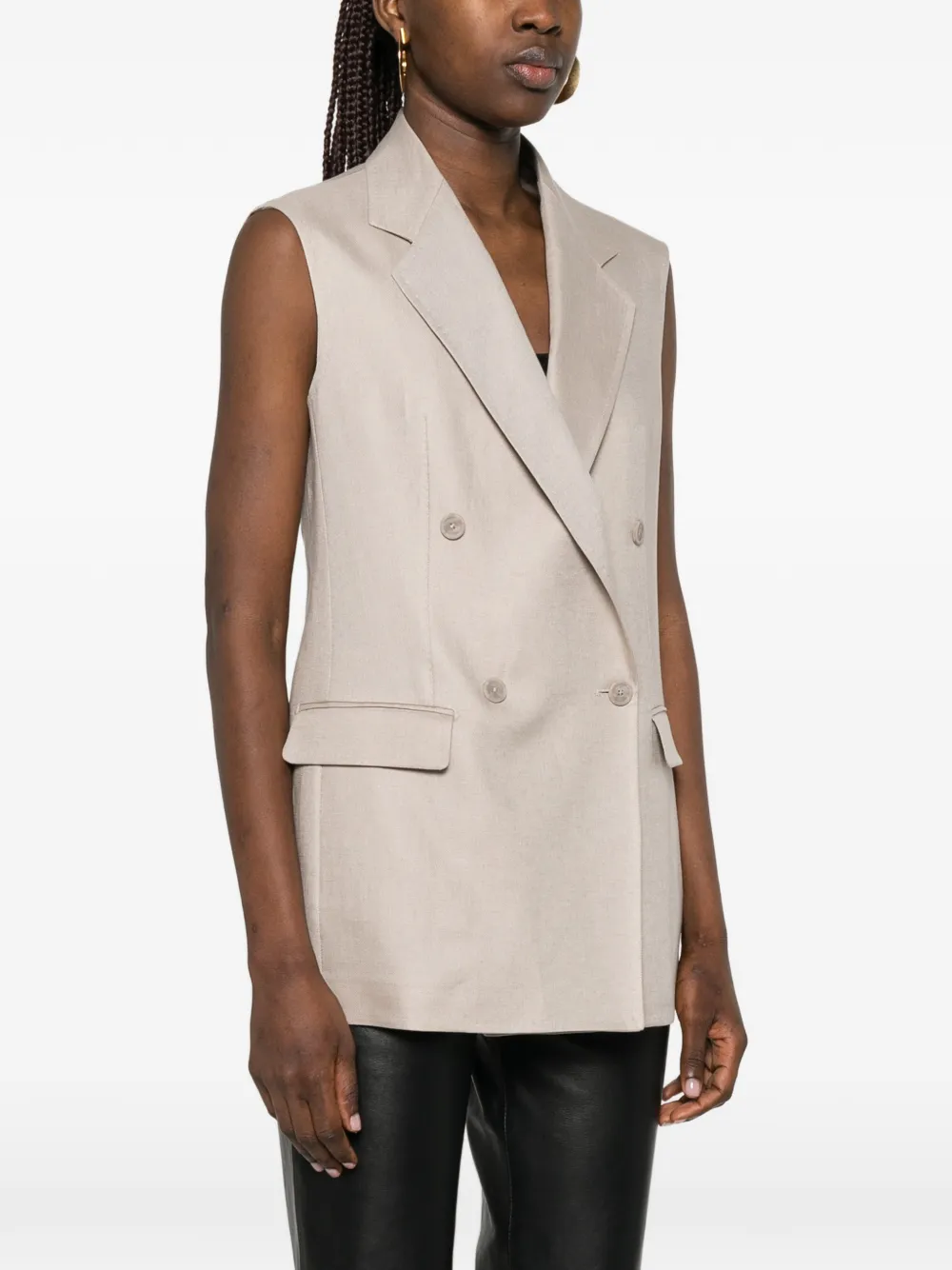 Tagliatore Gilet met dubbele rij knopen Beige
