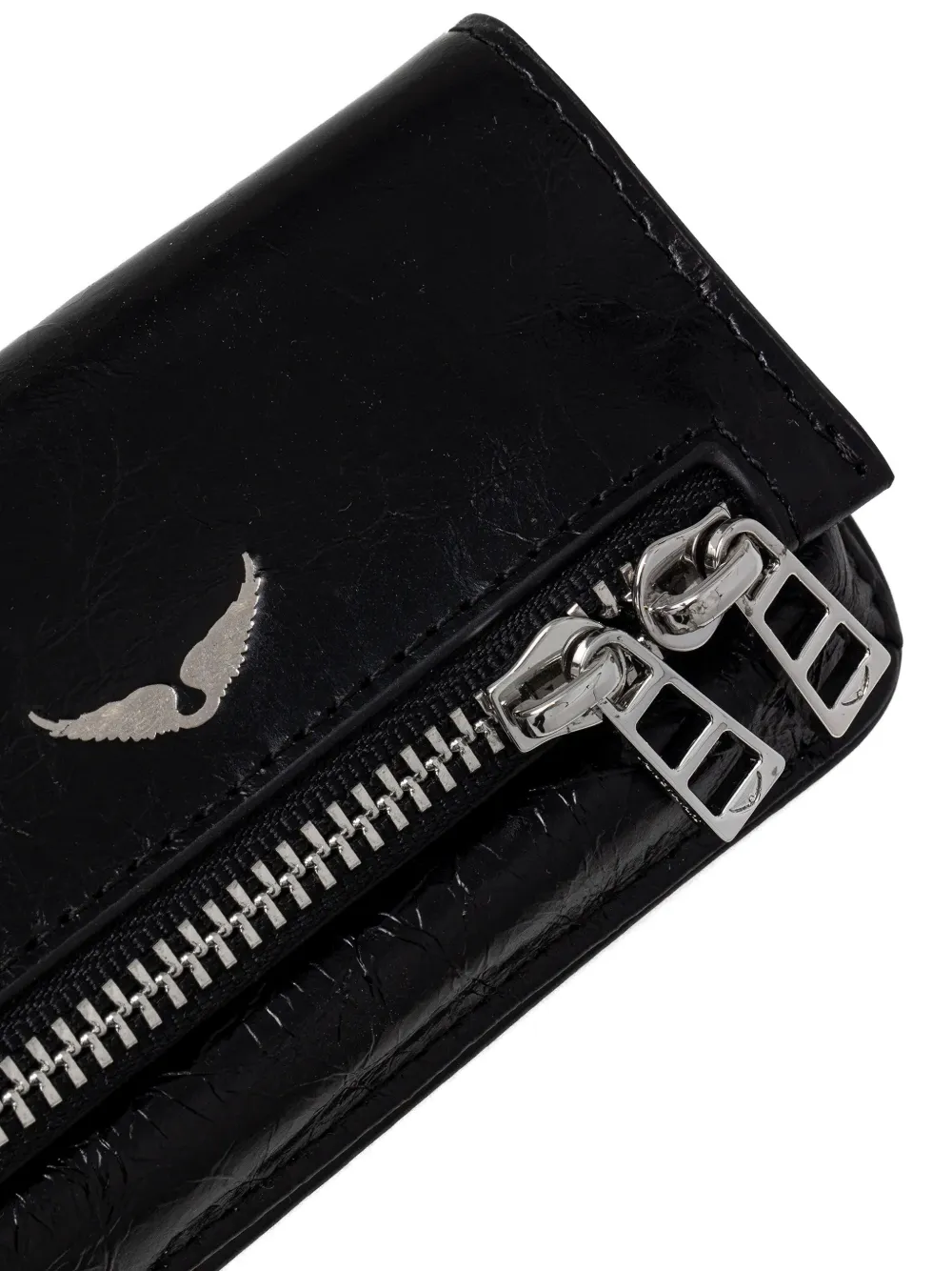 Zadig&Voltaire Le Nano sleutelhanger van gekreukt leer Zwart
