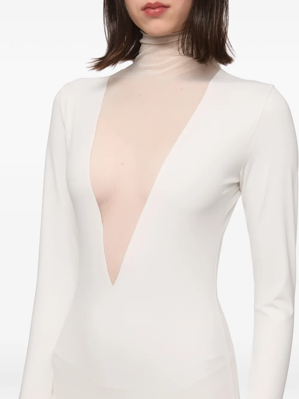 Atu Body Couture Doorzichtige jurk met V-hals Wit