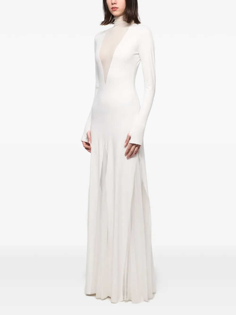 Atu Body Couture Doorzichtige jurk met V-hals Wit