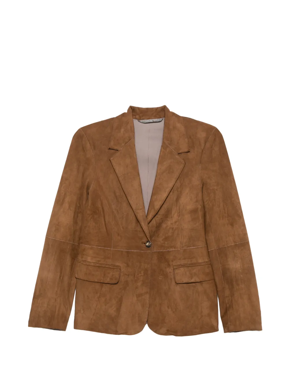 LEATHER AUTHORITY Beatriz buttoned leather blazer - Braun