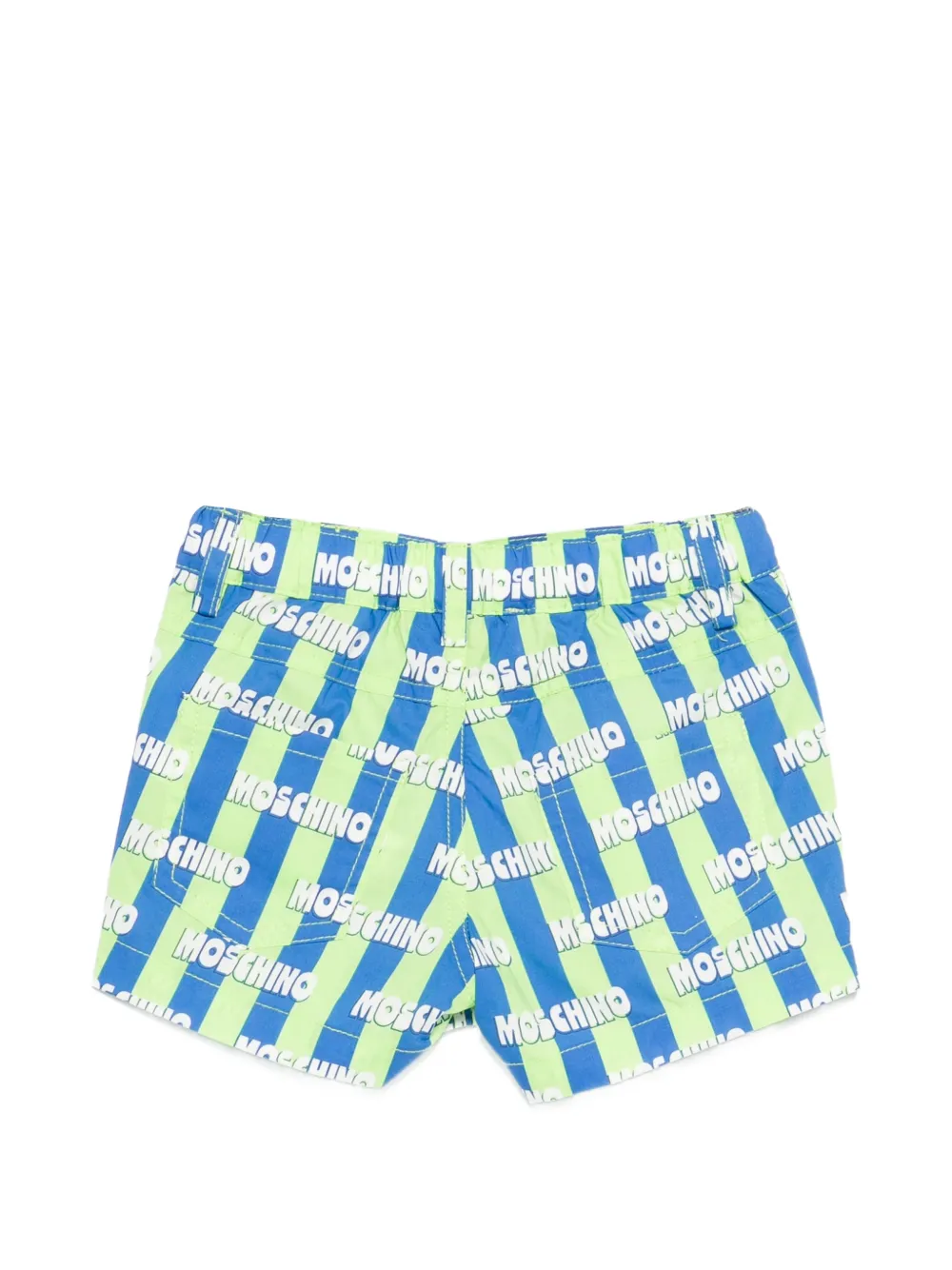 Moschino Kids Gestreepte shorts met logo Blauw