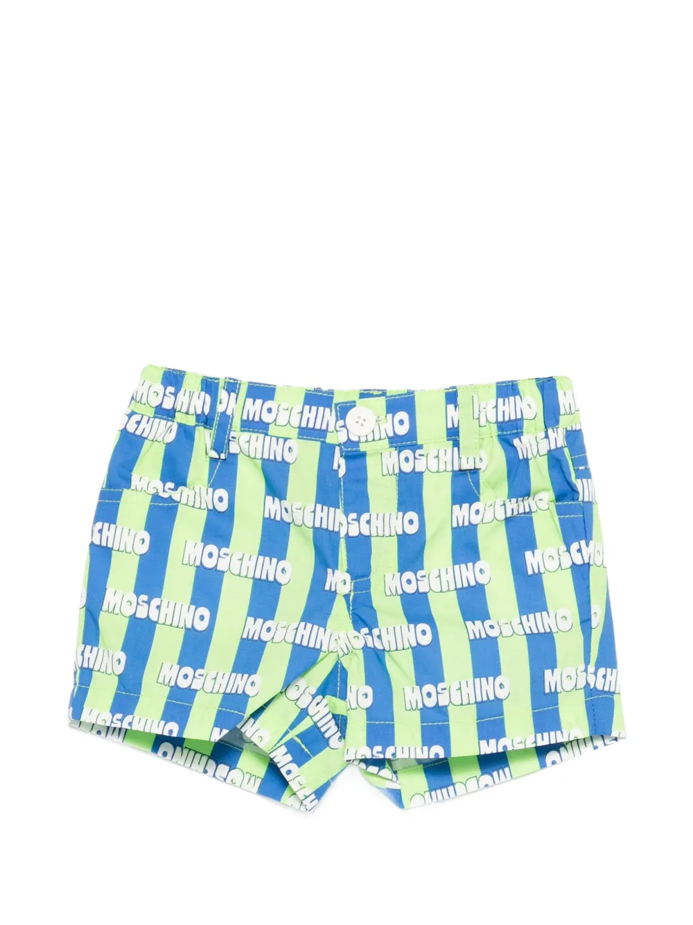 Moschino Kids logo striped shorts - Blu