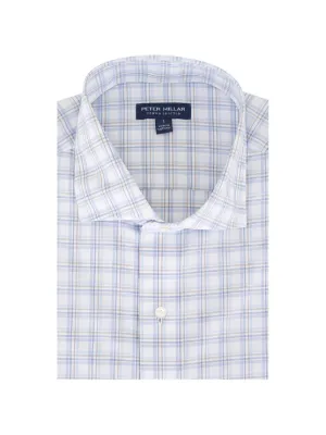 peter millar white dress shirt Men's Big & Tall Peter Millar White Haven Short Sleeve Sport Shirt Stream Blue / 4XB