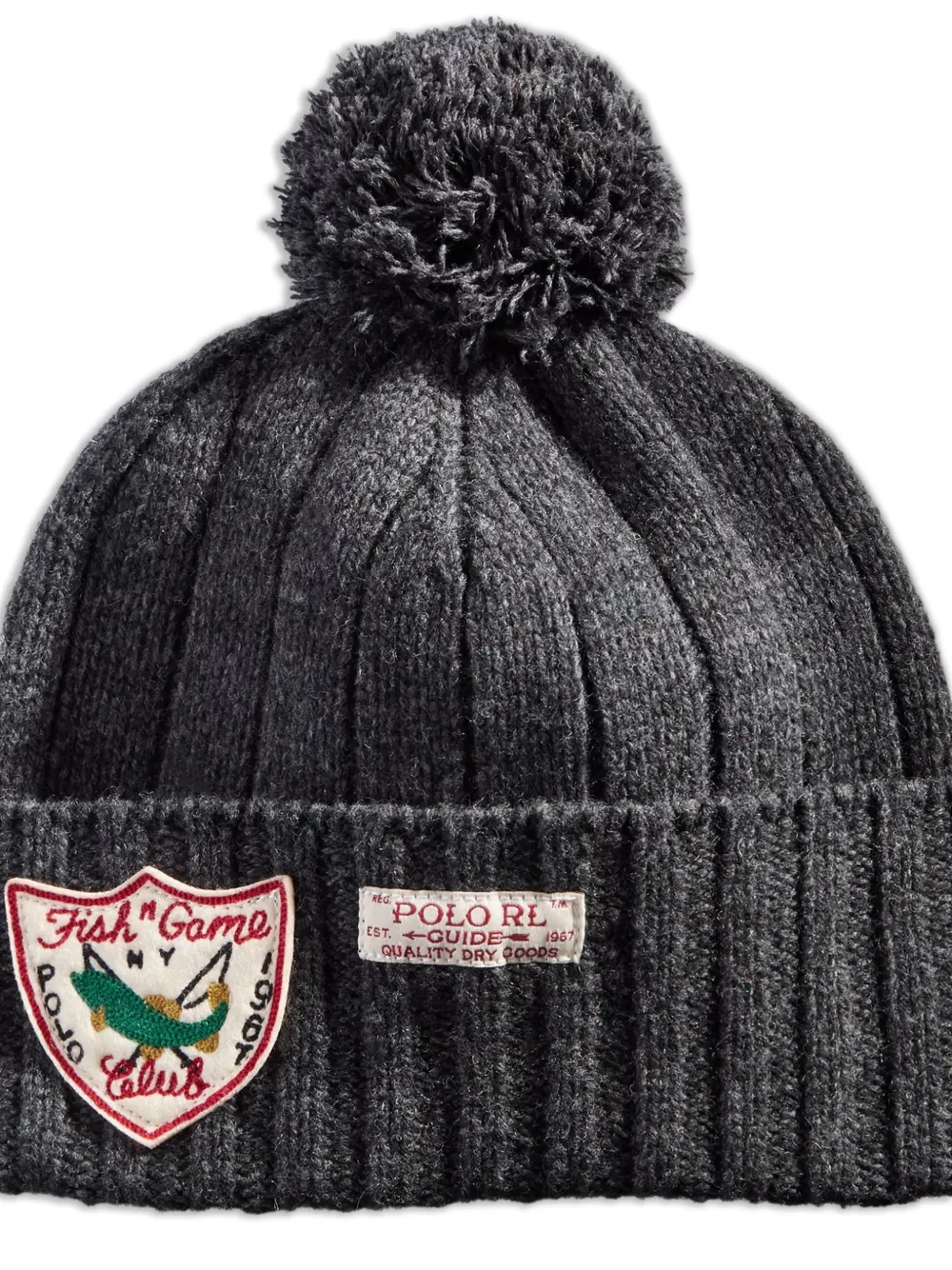 Polo Ralph Lauren Expedition geribbelde muts met pompon Grijs