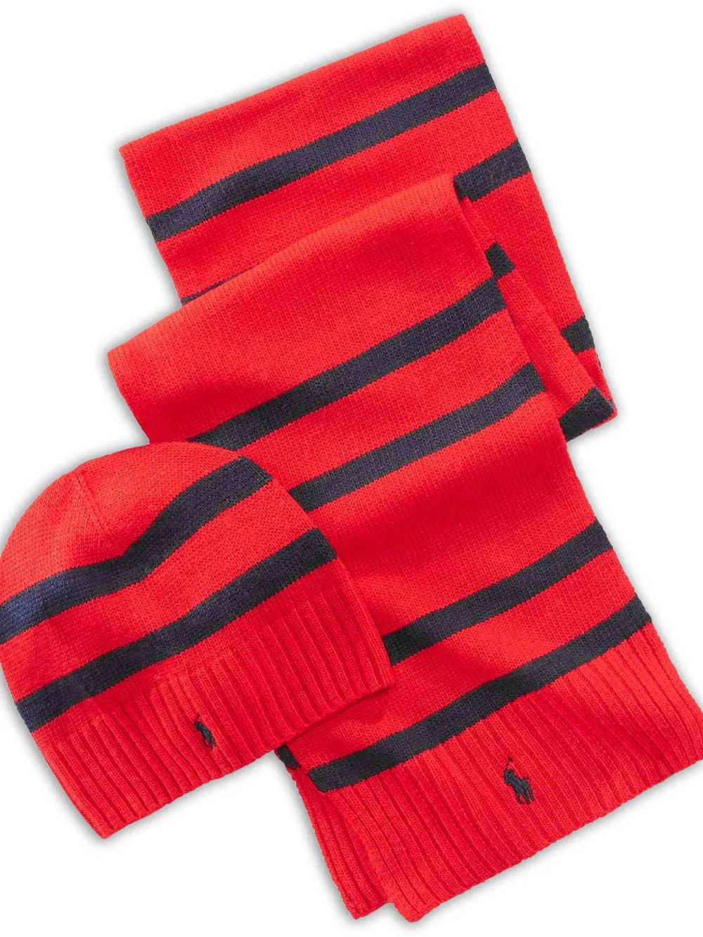 Polo Ralph Lauren Gestreepte muts en sjaal Rood