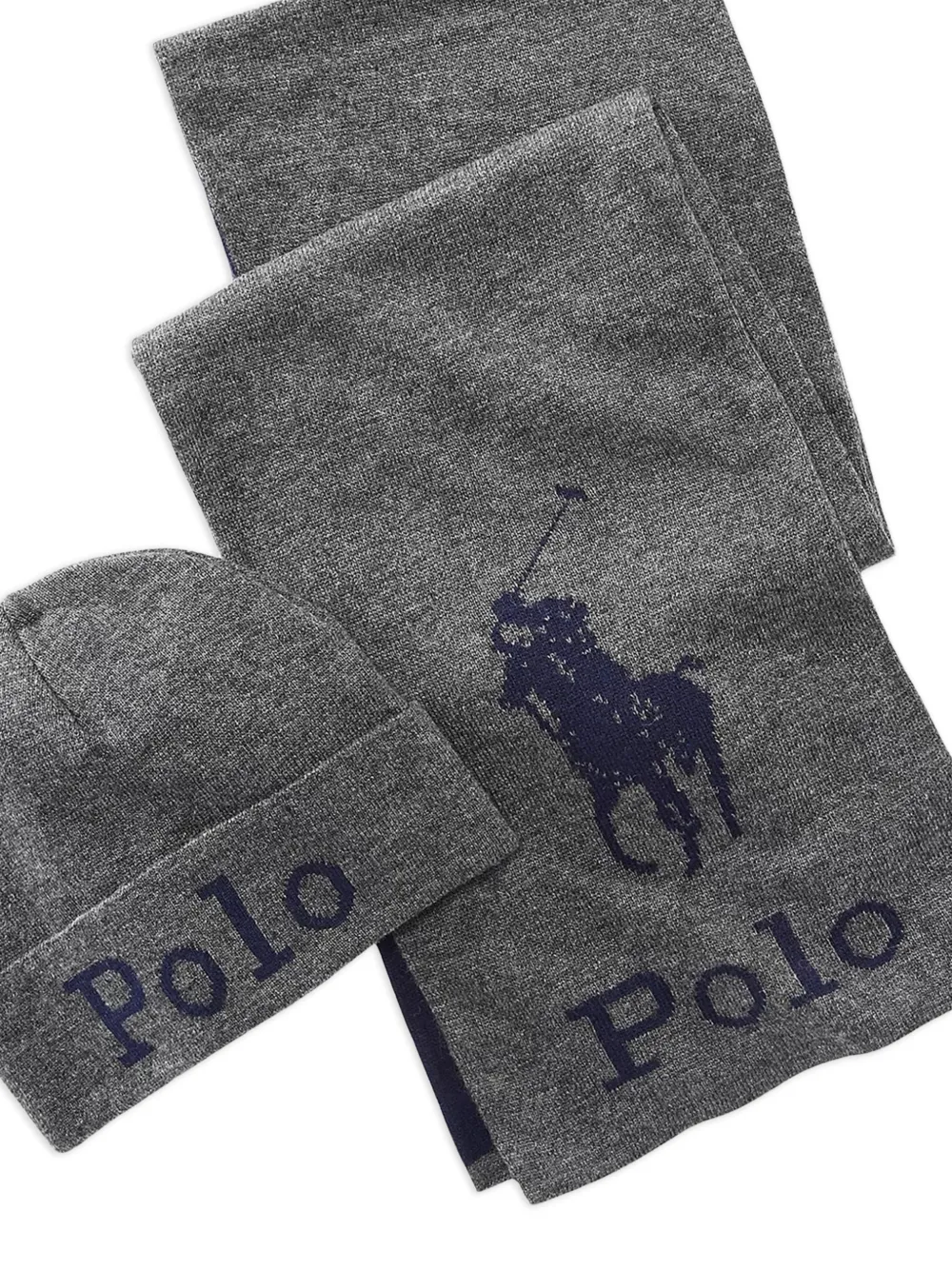 Polo Ralph Lauren Gebreide muts en sjaal met jacquard Grijs