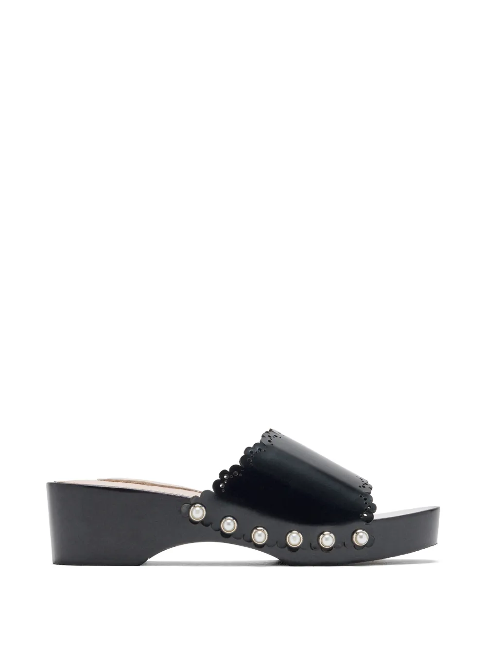 Simone Rocha Scalloped Pearl Sandals In Black