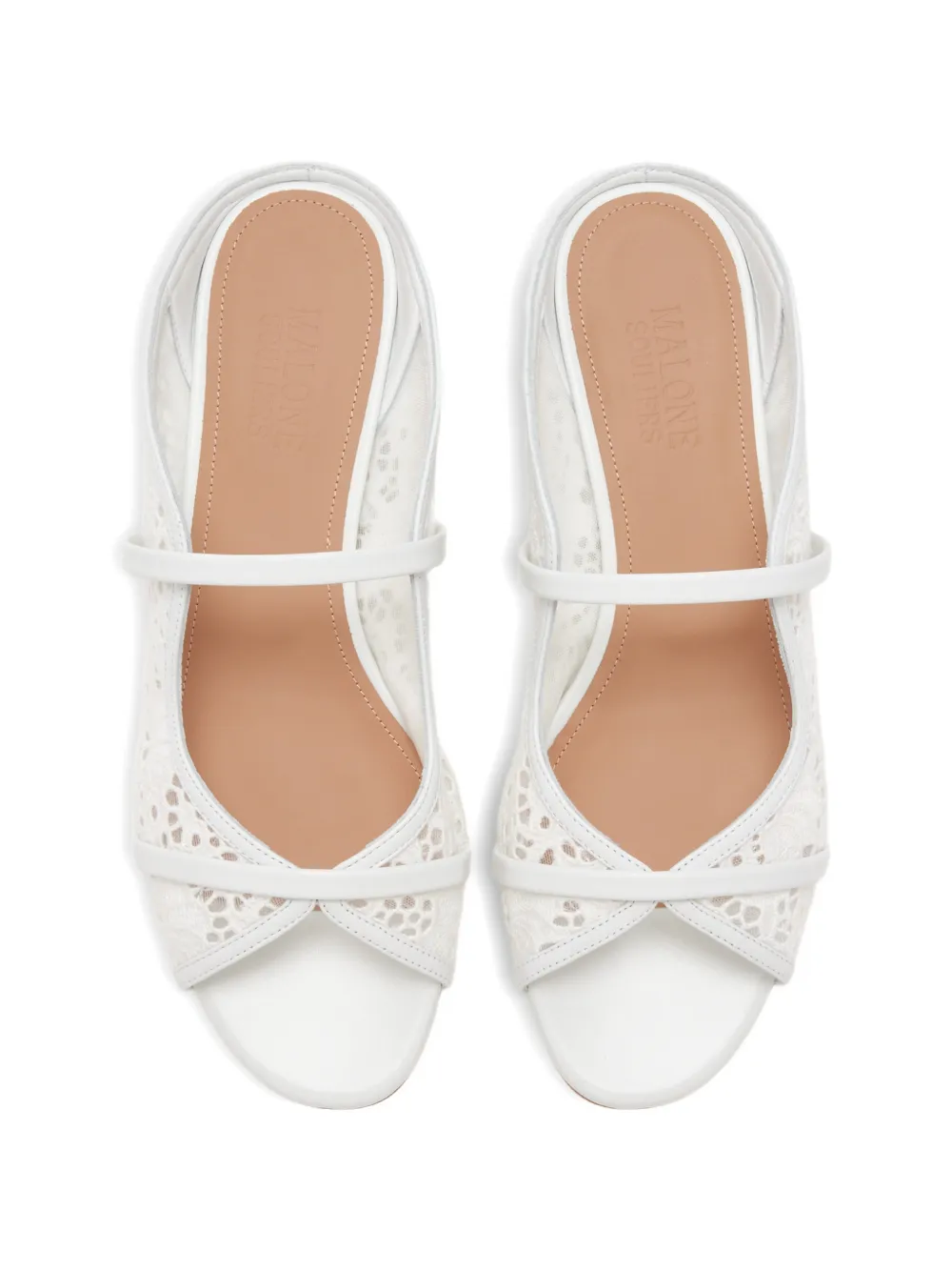 Malone Souliers Norah 70 sandalen met kant Wit
