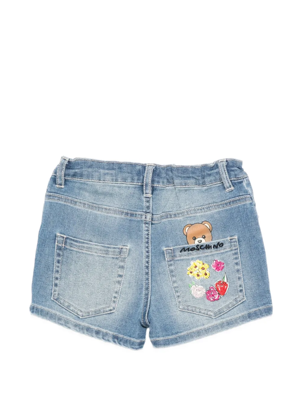  Moschino Kids Floral-embroidered Shorts - Blue 