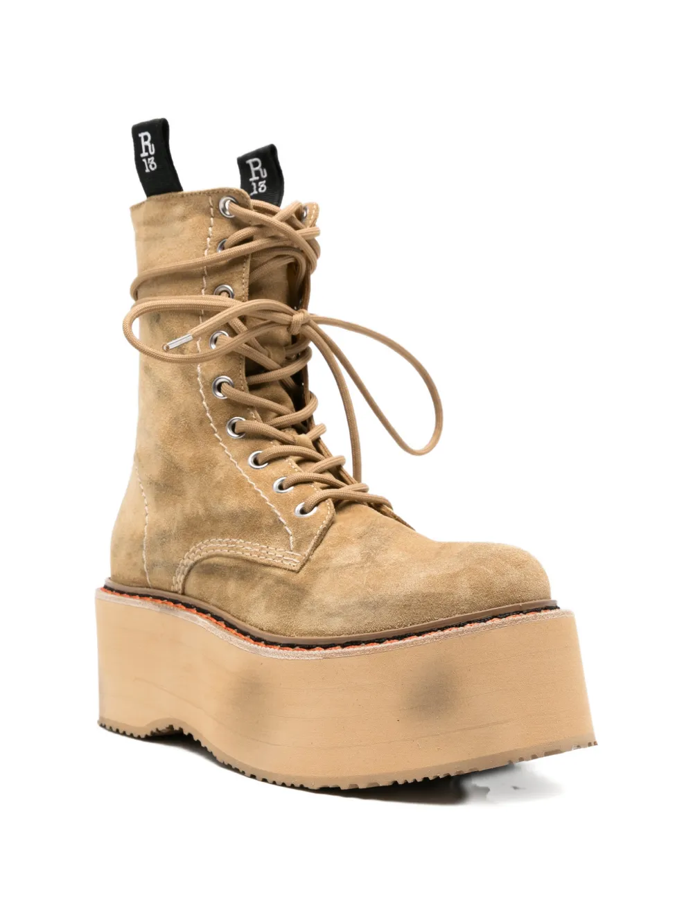 R13 platform lace-up boots Beige