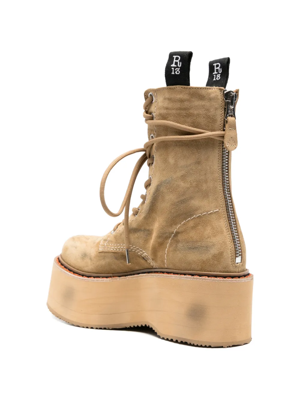 R13 platform lace-up boots Beige