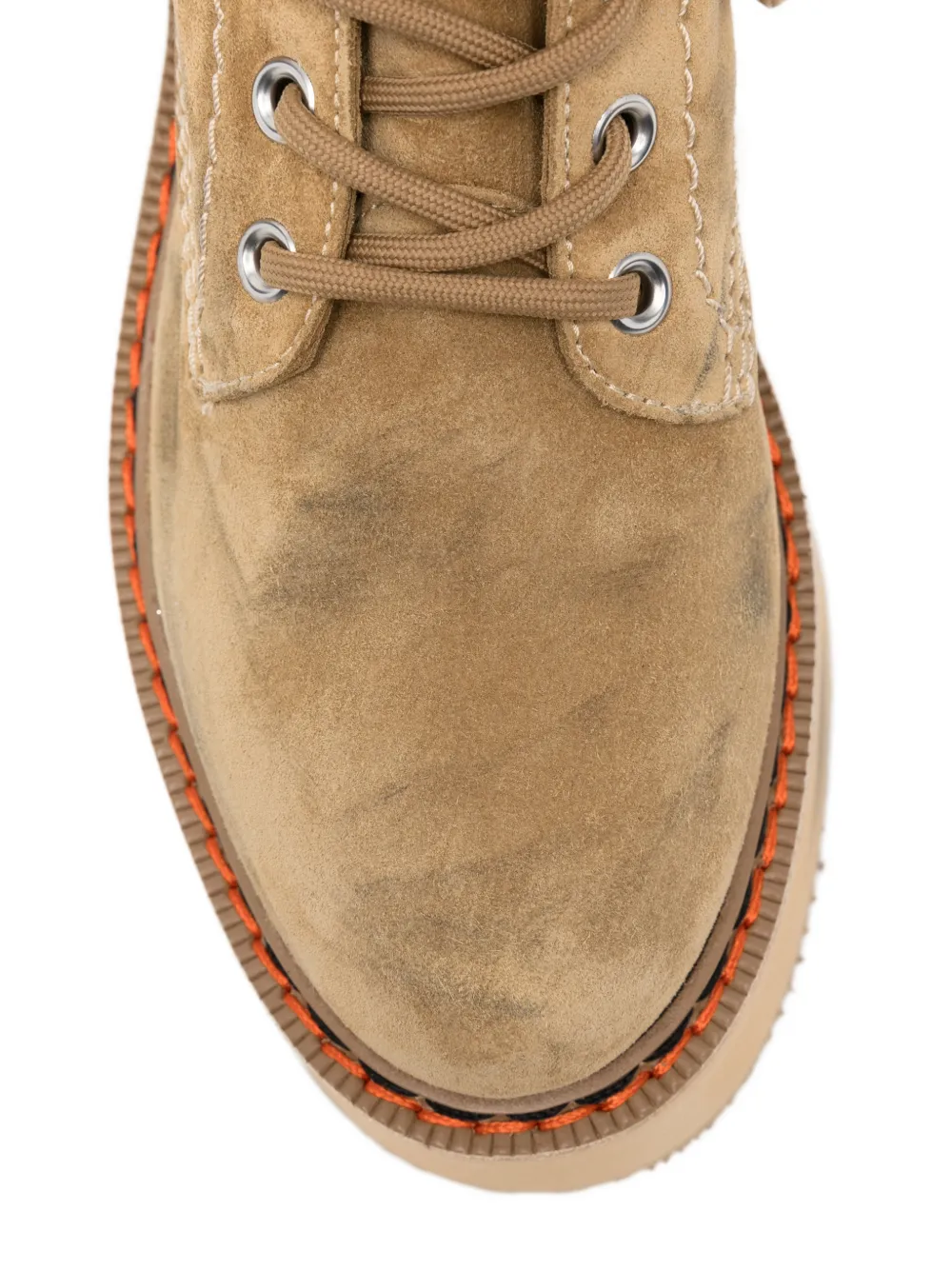 R13 platform lace-up boots Beige