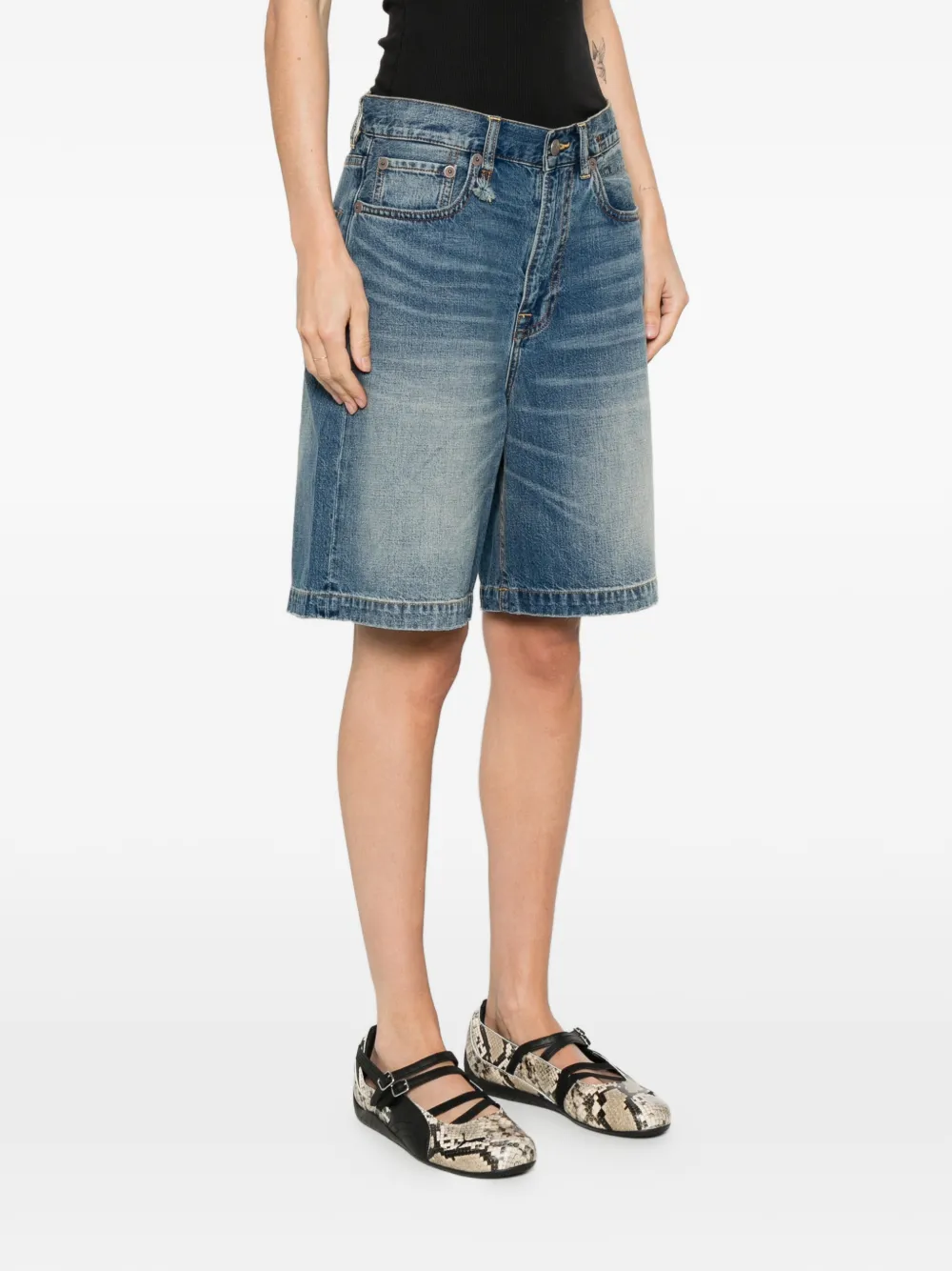 R13 Denim shorts met zakken Blauw
