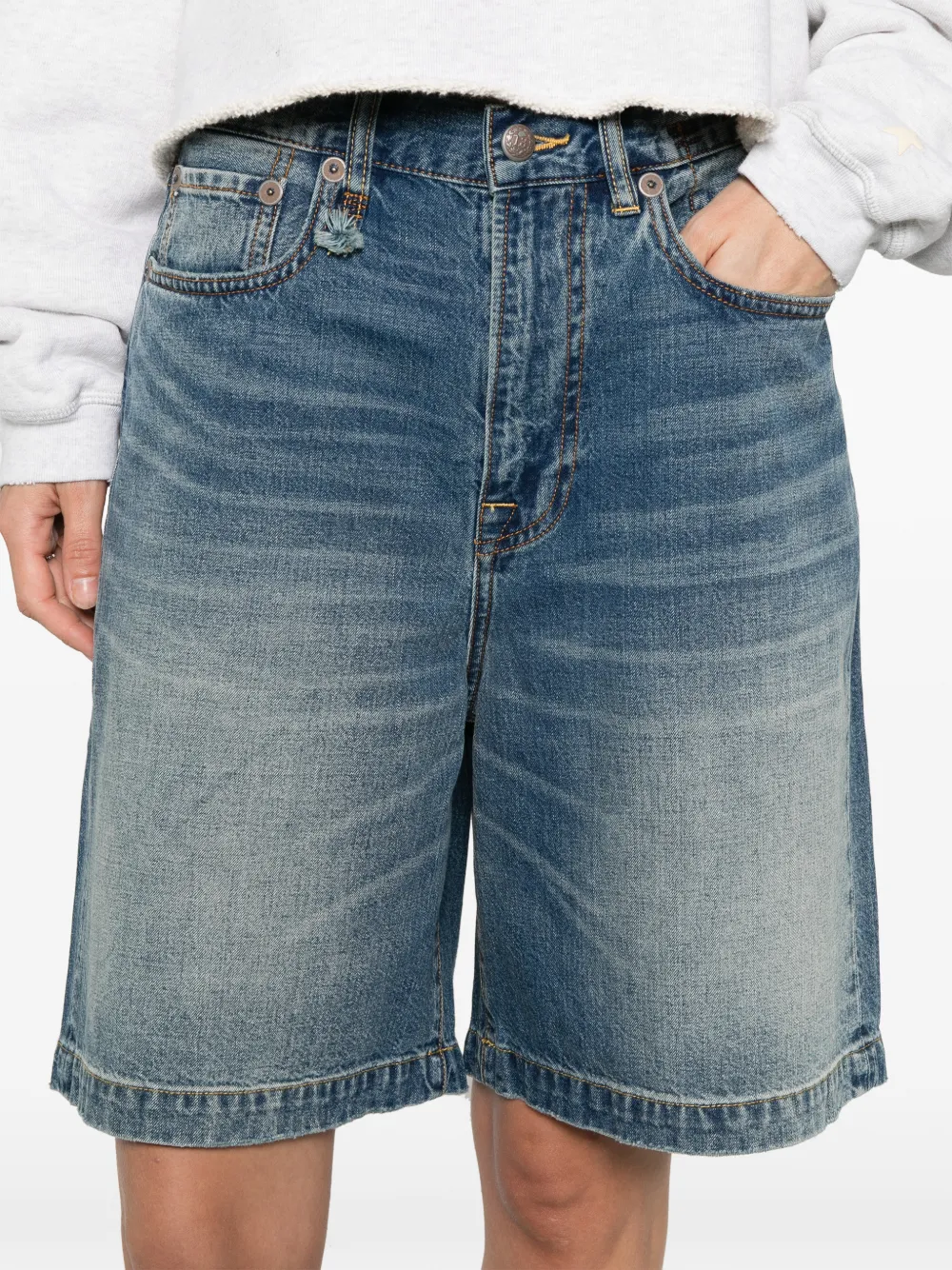 R13 Denim shorts met zakken Blauw