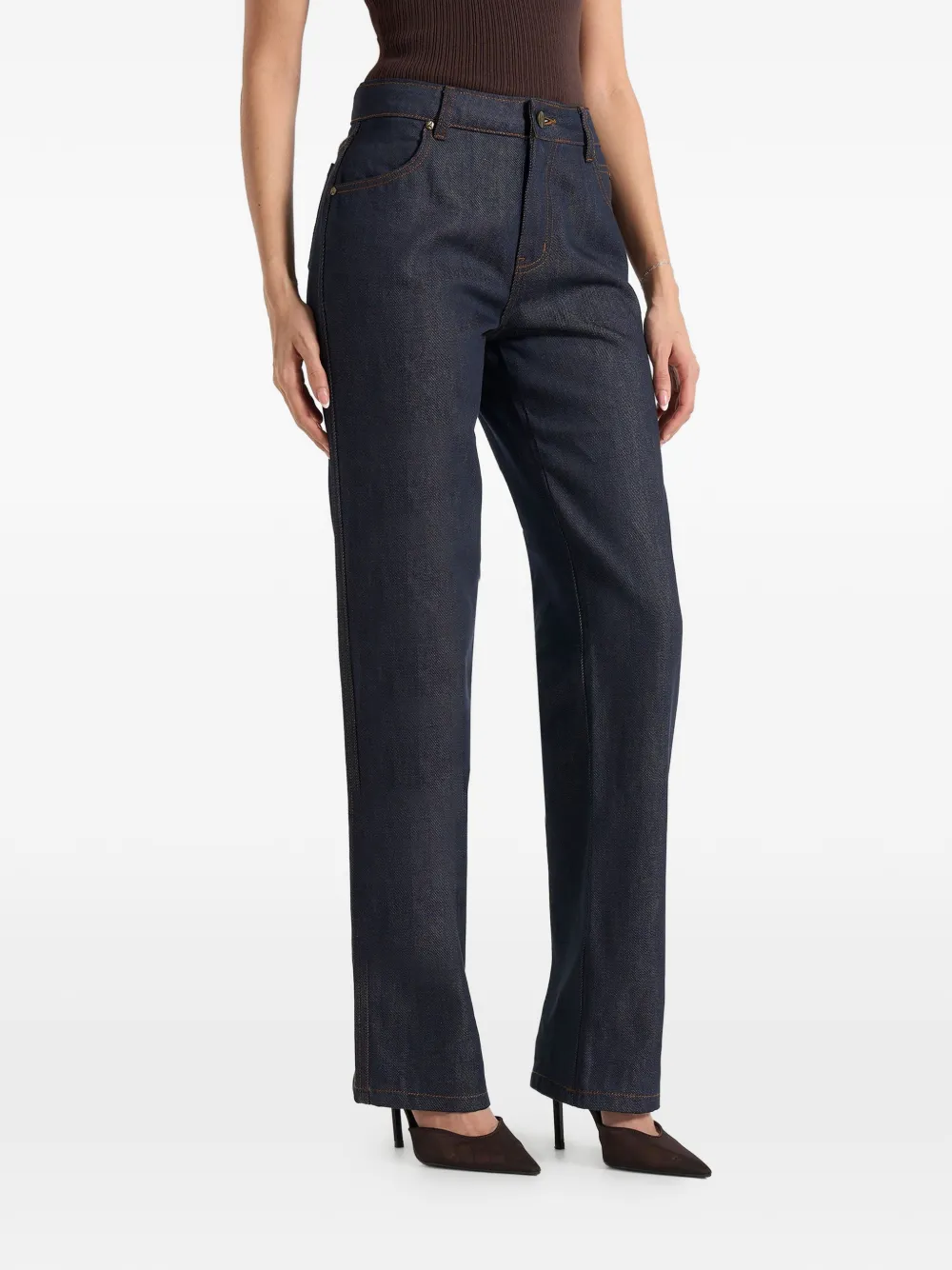 Manière De Voir Florence high waist straight denim jeans indigo Blauw