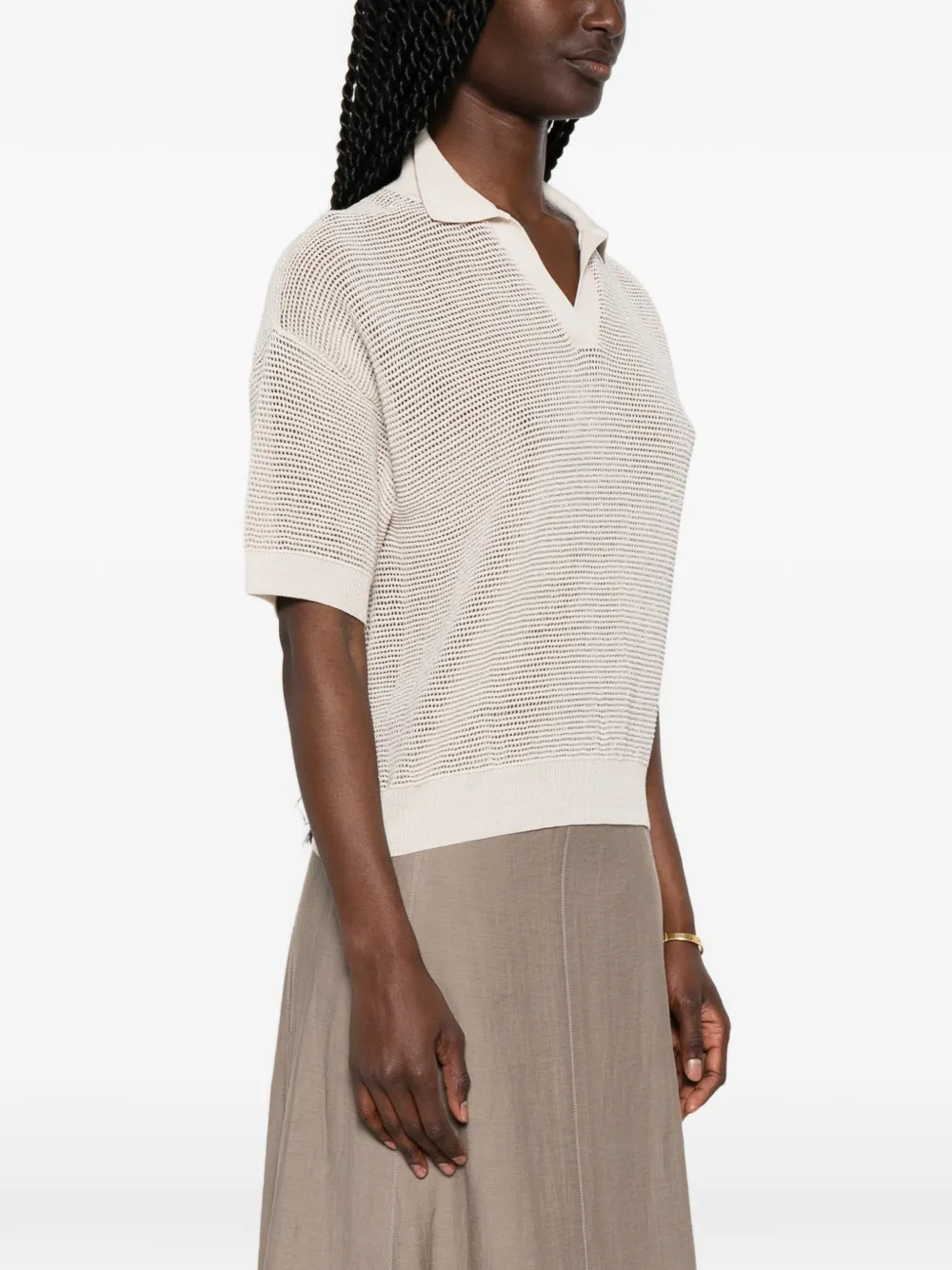 Peserico Opengebreid T-shirt met korte mouwen Beige