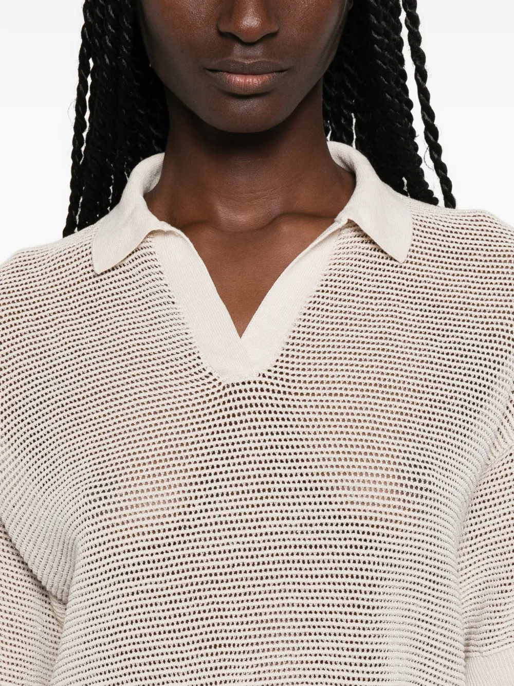 Peserico Opengebreid T-shirt met korte mouwen Beige