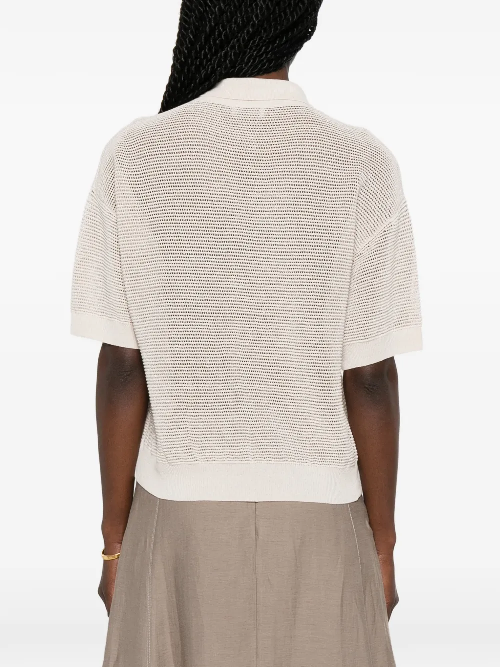 Peserico Opengebreid T-shirt met korte mouwen Beige