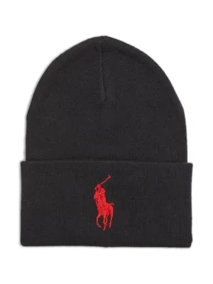 Polo Ralph Lauren Polo Pony Knit Beanie Hat | Black | FARFETCH CA